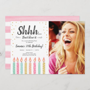 Shhh It's a Surprise Gold Confetti Birthday Party Invitation