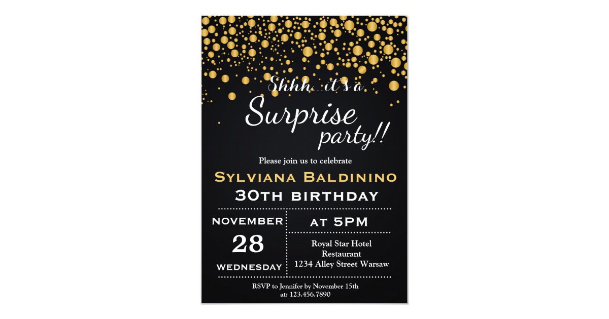 Shhh Its A Surprise Party Birthday Invitation Zazzle Com