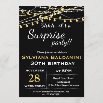 Shhh…its A Surprise Party!… Birthday Invitation by NellysPrint at Zazzle
