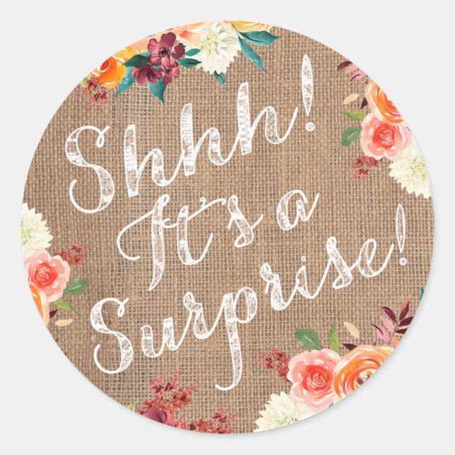 Shhh! It's a surprise stickers party envelope seal (Front)