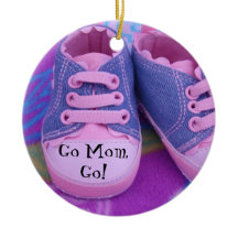 Shhh Mom is Sleeping ornament sign Pink Baby Shoes