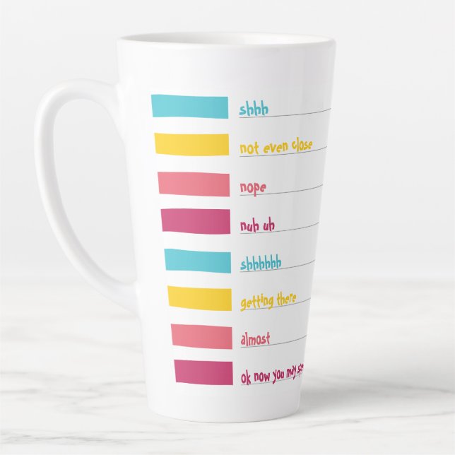Shhh No Talking! Funny Colorful Cute Latte Mug (Left)