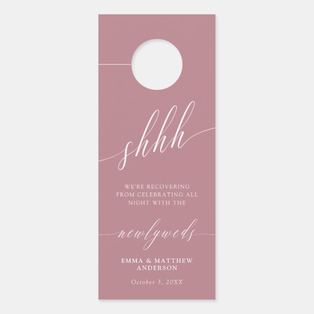 Shhh Pink White Do Not Disturb Wedding Door Hanger (Front)