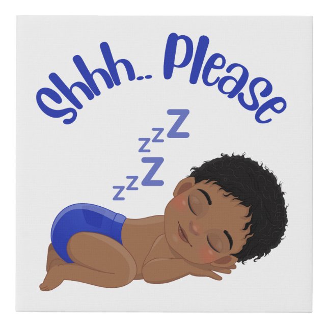 Shhh.. Please, Baby Boy Sleeping, Nursery Canvas (Front)