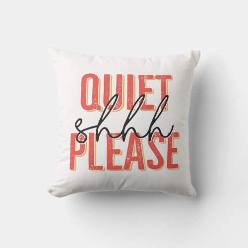 Shhh Quiet Please orangeblack Outdoor Pillow