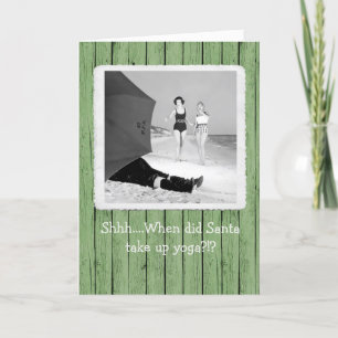 Shhh...Santa Doing Yoga Christmas Greeting Card