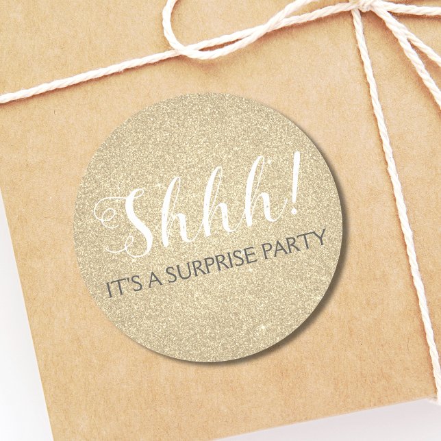 Shhh! Surprise Birthday Party Birthday Classic Round Sticker (Creator Uploaded)