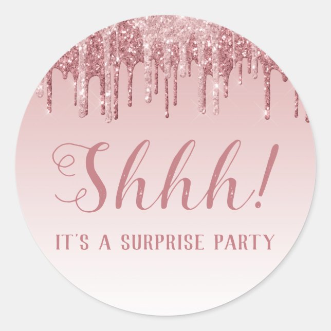 Shhh! Surprise Birthday Party Birthday Classic Round Sticker (Front)