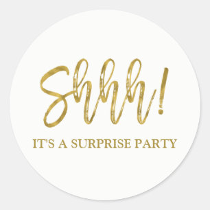 Shhh! Surprise Birthday Party Birthday Classic Round Sticker