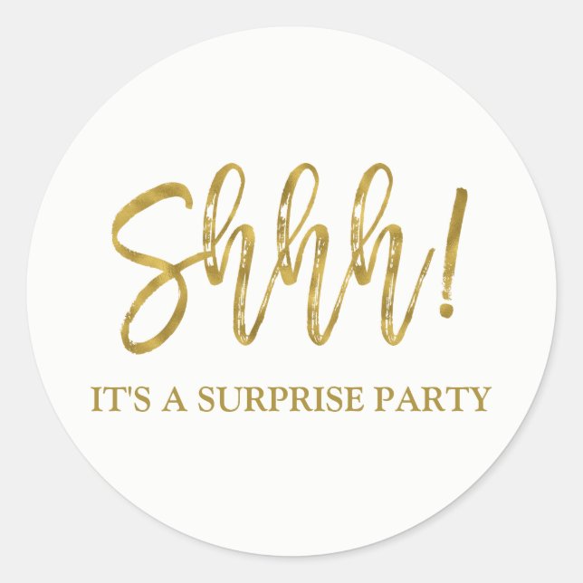Shhh! Surprise Birthday Party Birthday Classic Round Sticker (Front)
