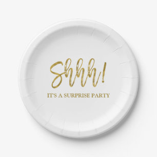 Shhh! Surprise Birthday Party Birthday Paper Plates