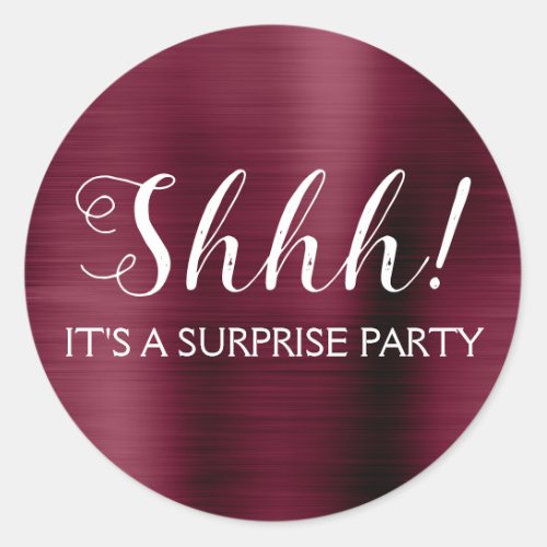 Shhh Surprise Birthday Party Classic Round Sticker