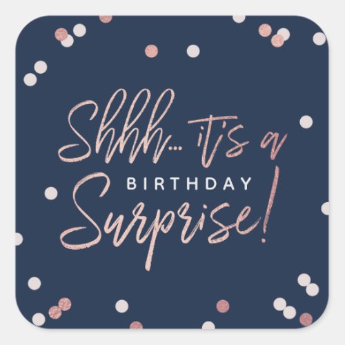 Shhh Surprise Birthday Party Favor Square Sticker