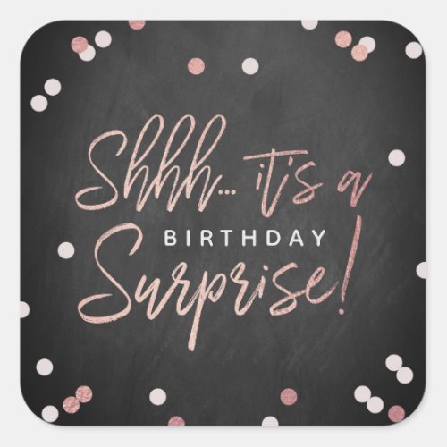 Shhh Surprise Birthday Party Favor Square Sticker