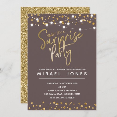 Shhh Surprise Birthday Party Invitation card