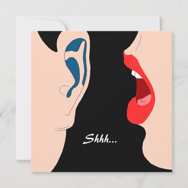 Shhh... Surprise Party Invitation Whisper in Ear (Front)