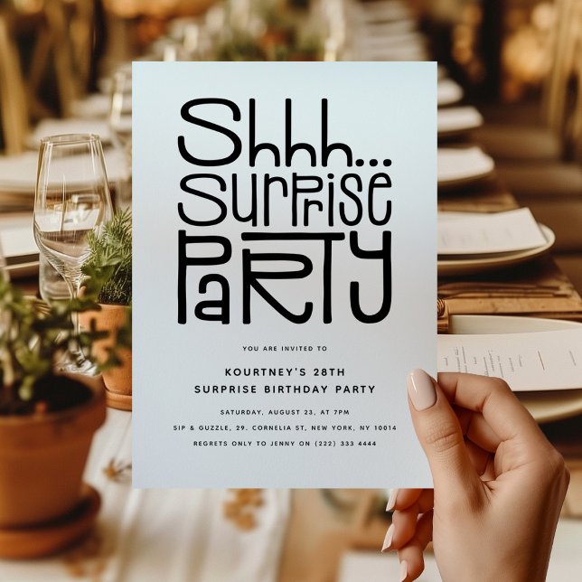Shhh Surprise Party Modern Birthday Invitation (Creator Uploaded)