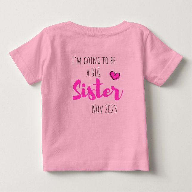 shhhh I have a secret, big sister customizable Baby T-Shirt (Back)
