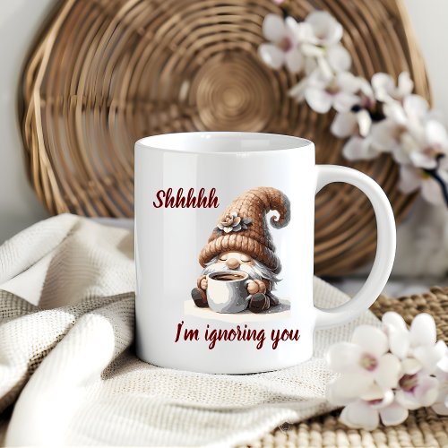 ShhhhIm ignoring you Cute Watercolor Gnome  Coffee Mug