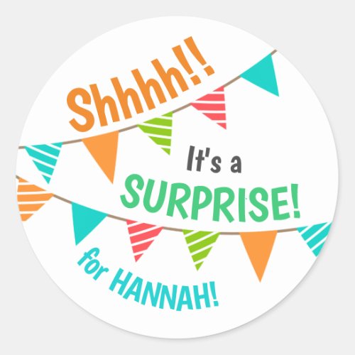 Shhhh Its A Surprise Birthday Party Personalized Classic Round Sticker