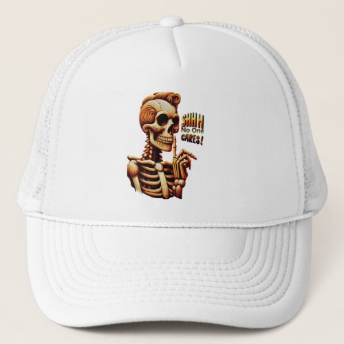SHHHH No One Cares Silent Skeleton Trucker Hat