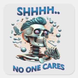 SHHHH... No One Cares Skull Reaper Square Sticker
