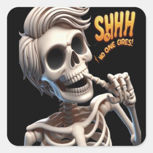 SHHHH... No One Cares Unique And Quirky Square Sticker