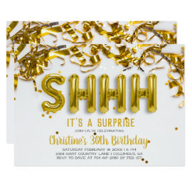 Shhhh Surprise Party Invitation | Gold Balloons