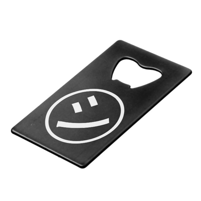 ㋛ Shi Kana Katakana Smiling Emoji / Emoticon Credit Card Bottle Opener (Front Angled)