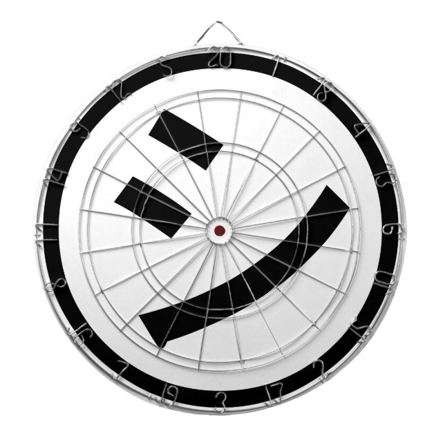 ㋛ Shi Kana Katakana Smiling Emoji / Emoticon Dart Board (Front)