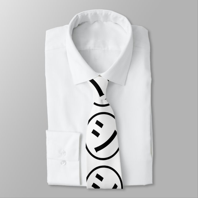㋛ Shi Kana Katakana Smiling Emoji / Emoticon Neck Tie (Tied)