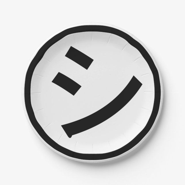 ㋛ Shi Kana Katakana Smiling Emoji / Emoticon Paper Plates (Front)