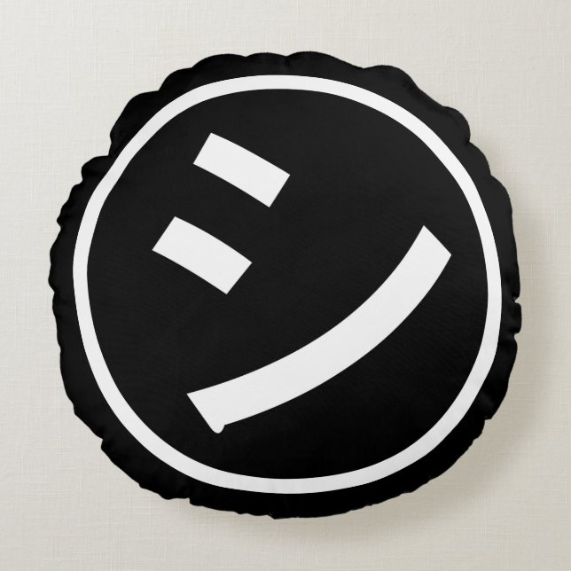 ㋛ Shi Kana Katakana Smiling Emoji / Emoticon Round Pillow (Front)