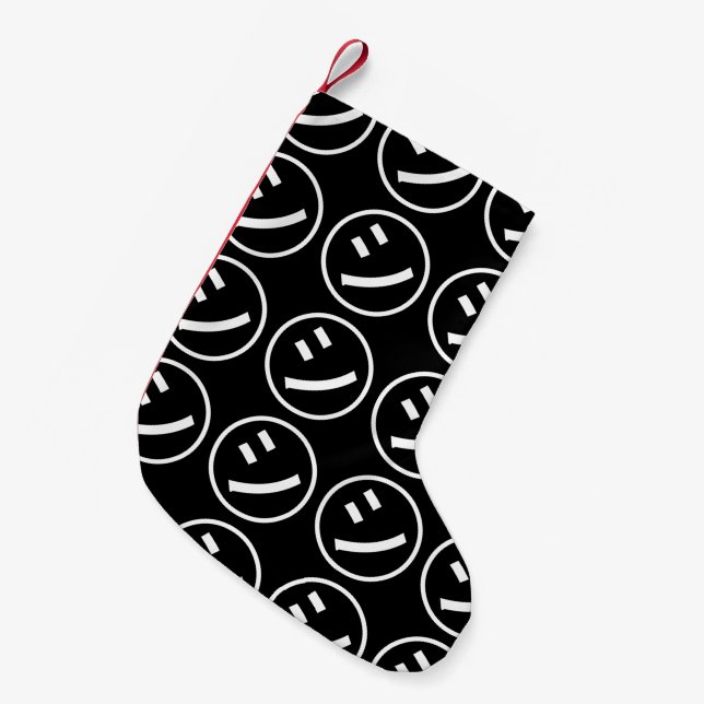 ㋛ Shi Kana Katakana Smiling Emoji / Emoticon Small Christmas Stocking (Front (Hanging))