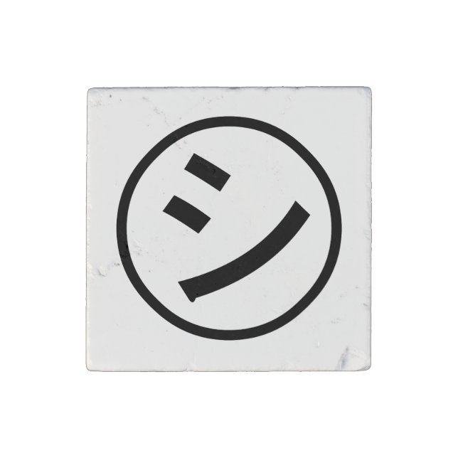 ㋛ Shi Kana Katakana Smiling Emoji / Emoticon Stone Magnet (Front)