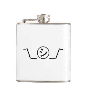 Shi Kana Shrug Emoticon ¯\_㋛_/¯ Japanese Kaomoji Flask