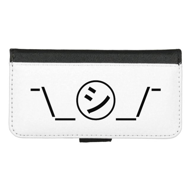 Shi Kana Shrug Emoticon ¯\_㋛_/¯ Japanese Kaomoji iPhone Wallet Case (Front (Horizontal))
