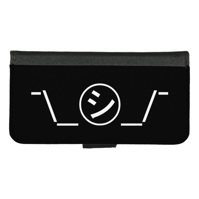 Shi Kana Shrug Emoticon ¯\_㋛_/¯ Japanese Kaomoji iPhone Wallet Case (Front (Horizontal))
