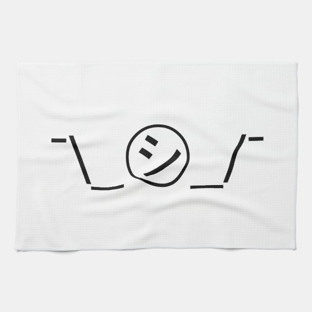 Shi Kana Shrug Emoticon ¯\_㋛_/¯ Japanese Kaomoji Kitchen Towel (Horizontal)