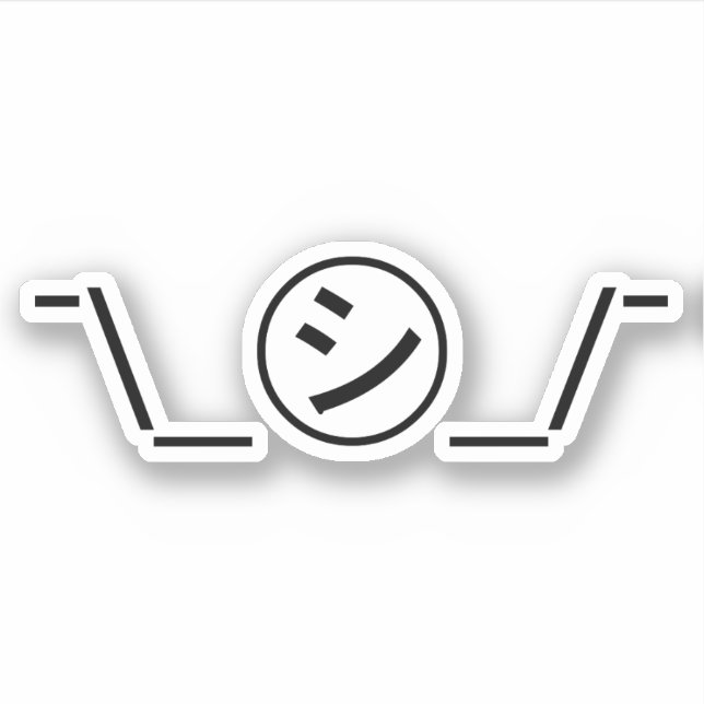 Shi Kana Shrug Emoticon ¯\_㋛_/¯ Japanese Kaomoji Sticker (Front)