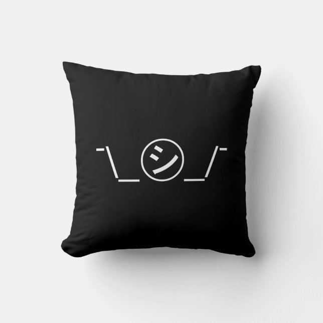 Shi Kana Shrug Emoticon ¯\_㋛_/¯ Japanese Kaomoji Throw Pillow (Front)