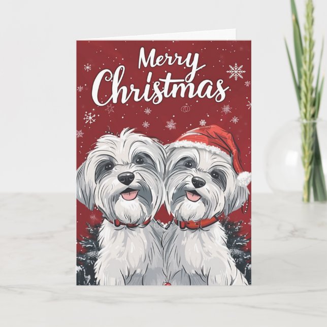 Shi Tzu Merry Christmas Personalized Holiday Card (Front)