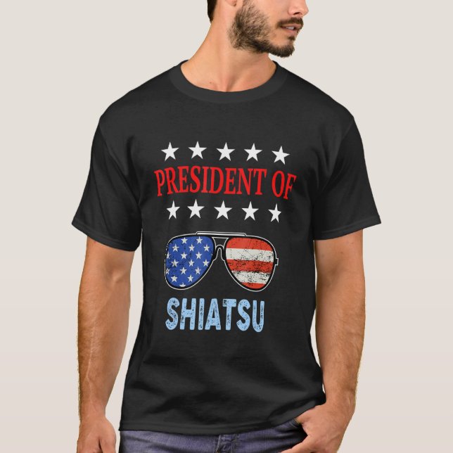 Shiatsu Accessories  Usa Flag Shiatsu Saying T-Shirt (Front)