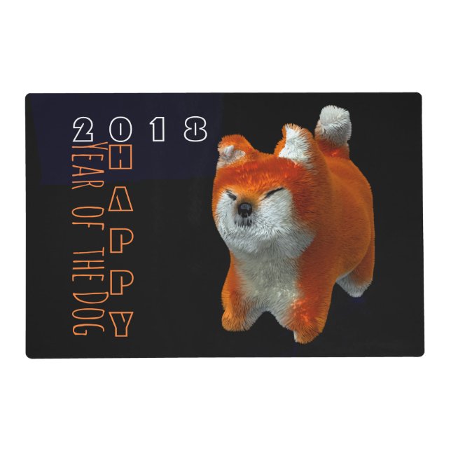 Shiba 3D Art Dog Year Zodiac Personalized Placemat (Front)
