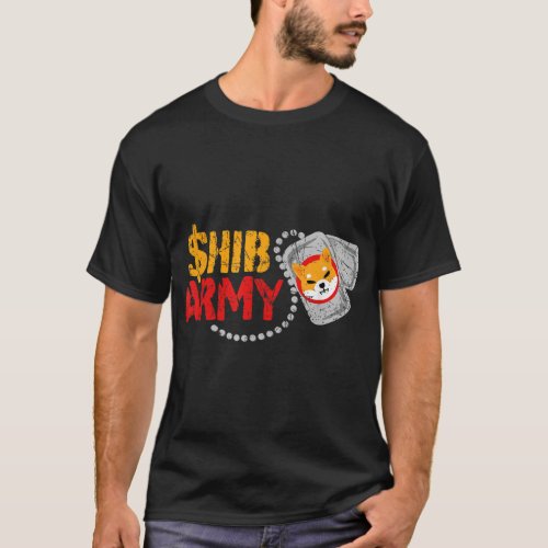 SHIBA ARMY Shiba Inu Crypto Coin Dog Tag Shiba Inu T_Shirt