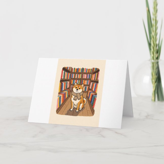 Shiba Bookstore Day Greeting Card