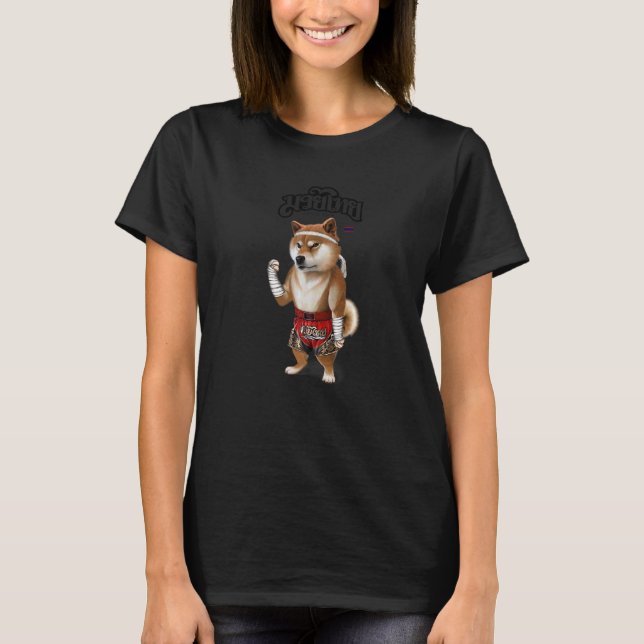 Shiba Dog As Muay Thai Kick Boxing Champion  1 T-Shirt (Front)