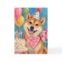 Shiba Dog Birthday Party Card for Dog Lover