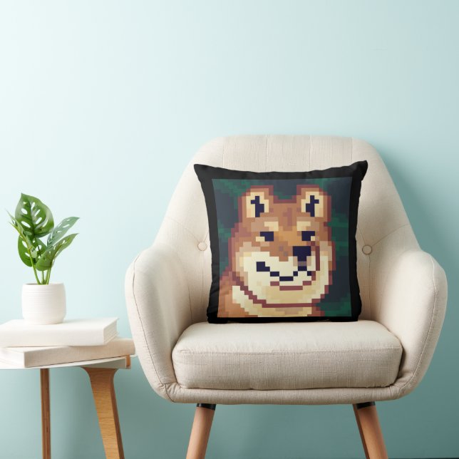 Shiba dog. Pixel Art, pixelart Throw Pillow (Chair)