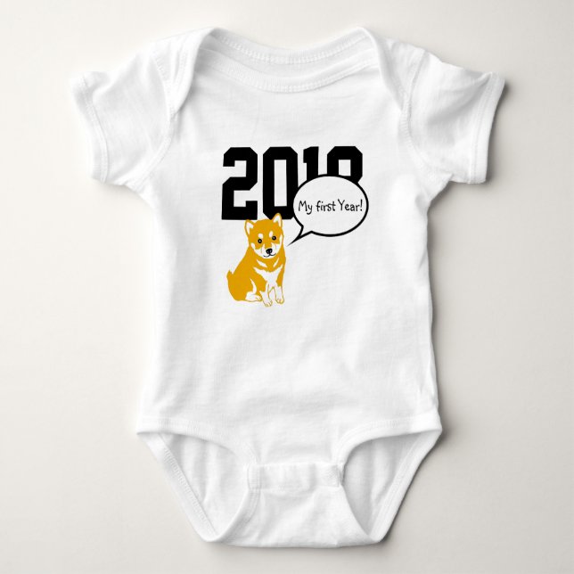 Shiba Dog Year custom year W Baby Bodysuit (Front)